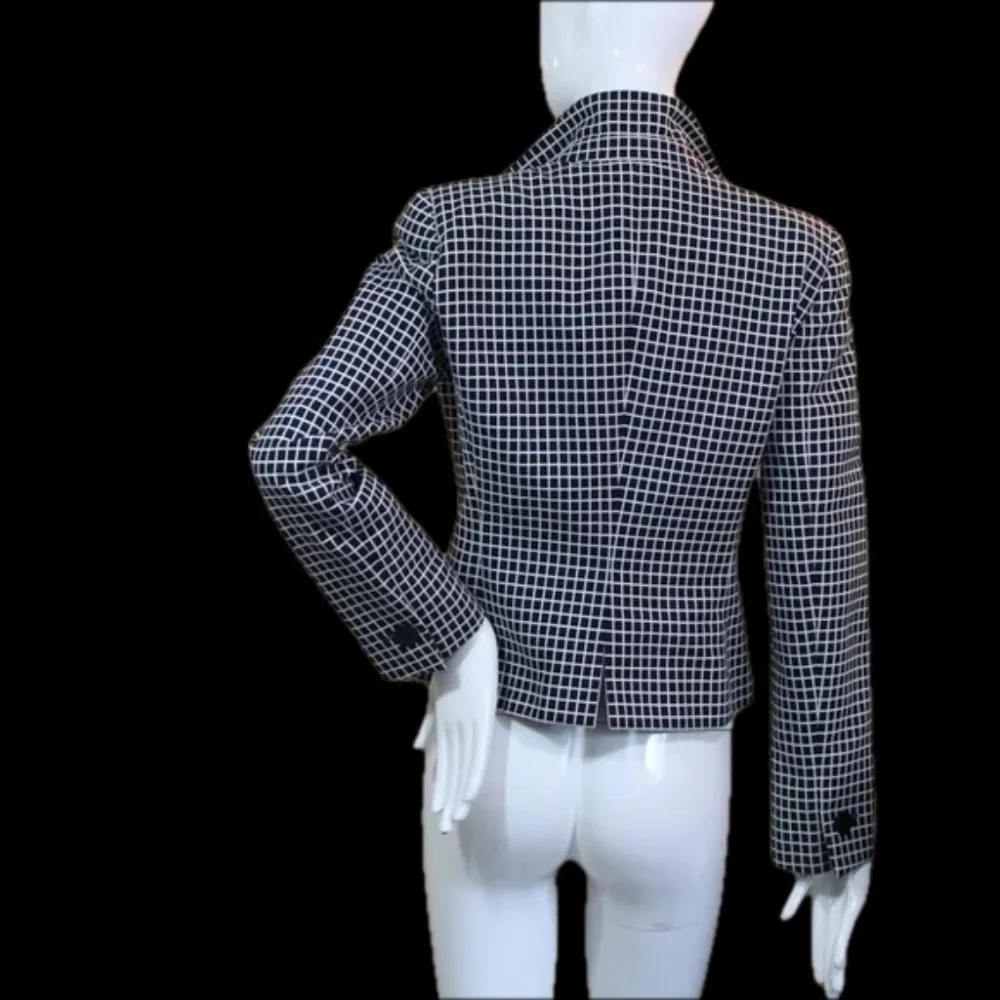 Armani Collezioni Black White Grid Tailored Blazer Made in Italy